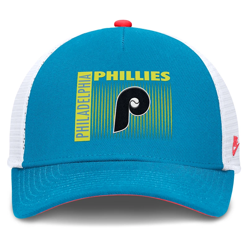 Casquette ajustable Nike Teal Philadelphia Phillies Neon 90s Rise Structured Performance Trucker pour homme