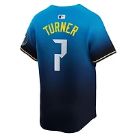 Maillot de joueur Nike Trea Turner pour hommes, bleu, Philadelphia Phillies 2024 City Connect Limited Player