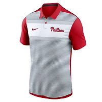 Polo Nike Dri-FIT à rayures blanc/rouge pour homme des Philadelphia Phillies Vapor