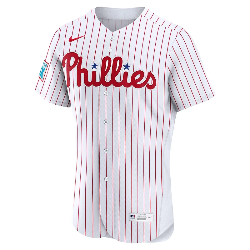 Men's Nike White Philadelphia Phillies Home Sponsor Patch Authentic Jersey