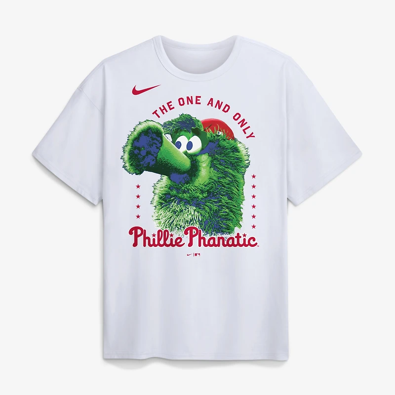 T-shirt Nike Max90 blanc pour homme, Philadelphia Phillies, Phillie Phanatic Local