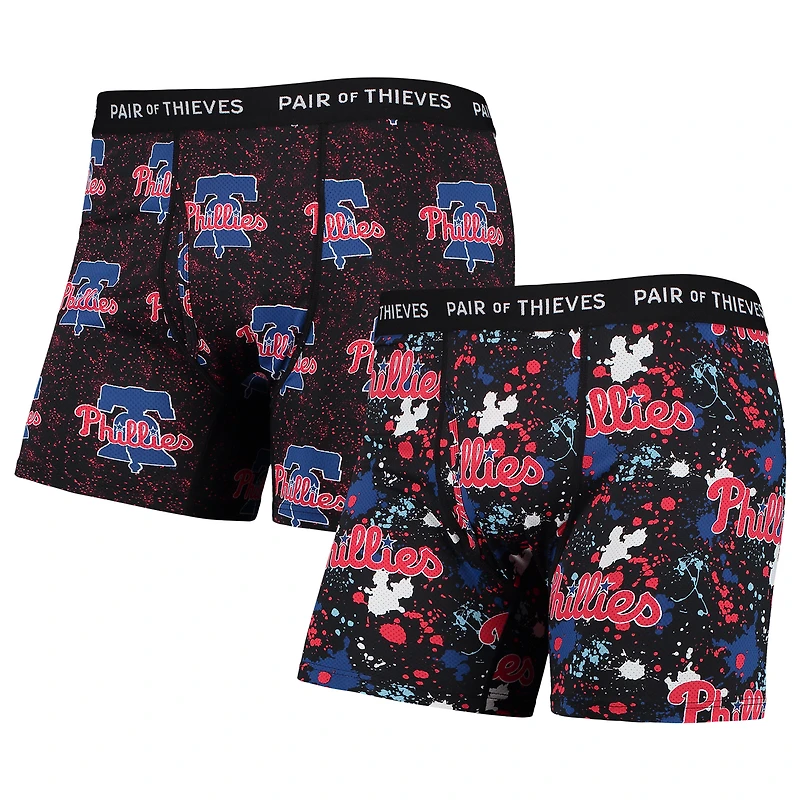 Paire de voleurs pour homme Noir Phillies Philadelphie Super Fit 2-Pack Boxer Briefs Set