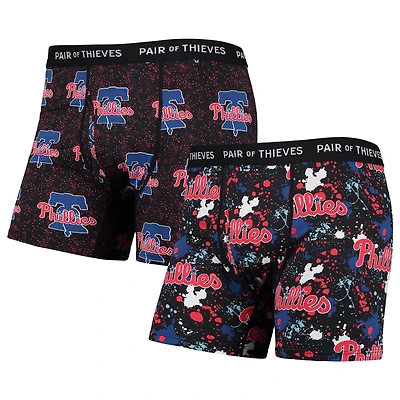 Paire de voleurs pour homme Noir Phillies Philadelphie Super Fit 2-Pack Boxer Briefs Set