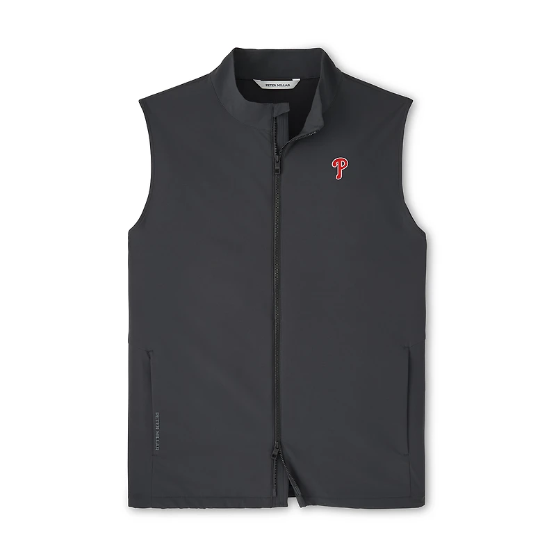 Men's Peter Millar Black Philadelphia Phillies Dunes Full-Zip Vest