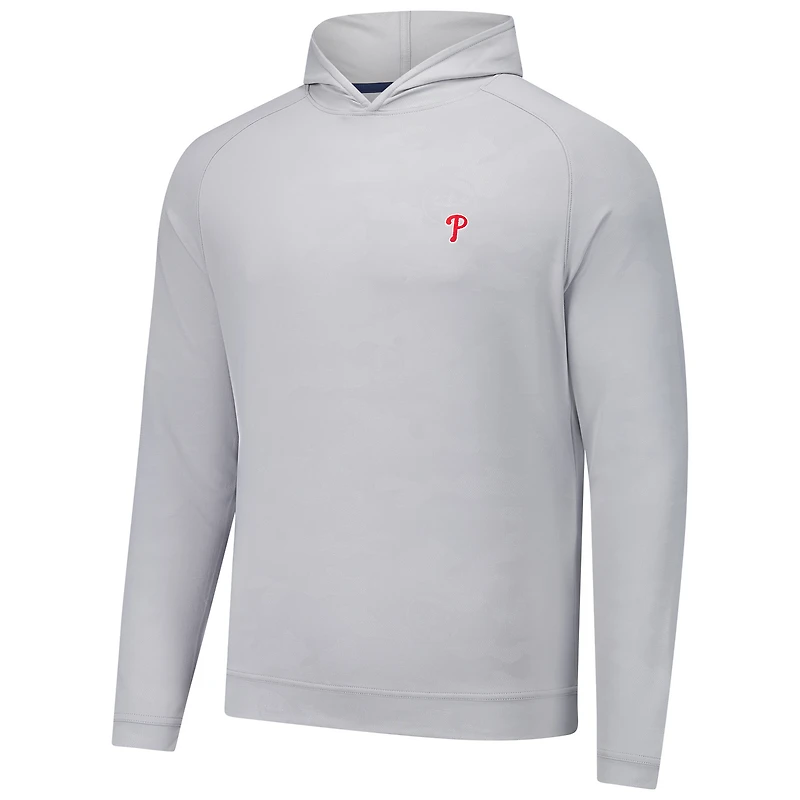 Men's Peter Millar Gray Philadelphia Phillies Pine Logo Camo Performance Raglan Pullover Hoodie