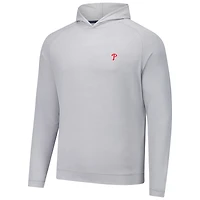 Men's Peter Millar Gray Philadelphia Phillies Pine Logo Camo Performance Raglan Pullover Hoodie