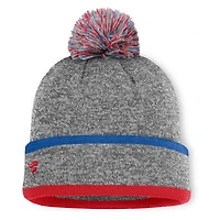 Bonnet en tricot à revers et pompon Fanatics pour homme, gris chiné, des Philadelphia Phillies