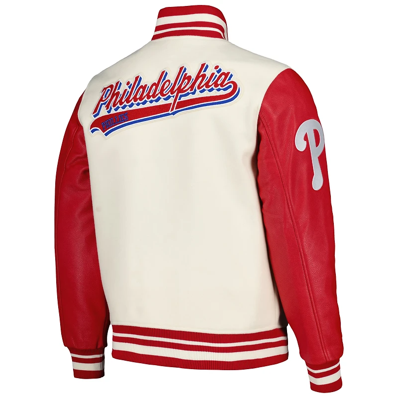 Veste Varity à fermeture éclair complète en laine Pro Standard des Phillies de Philadelphie Script Tail pour hommes