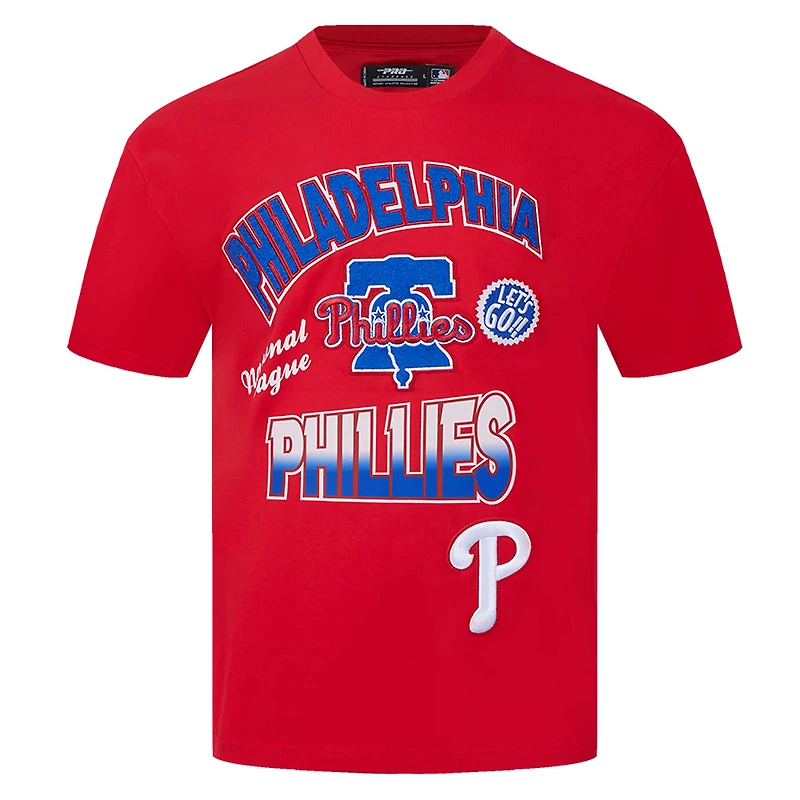 Men's Pro Standard Red Philadelphia Phillies Turn It Up Dropped Shoulder T-Shirt