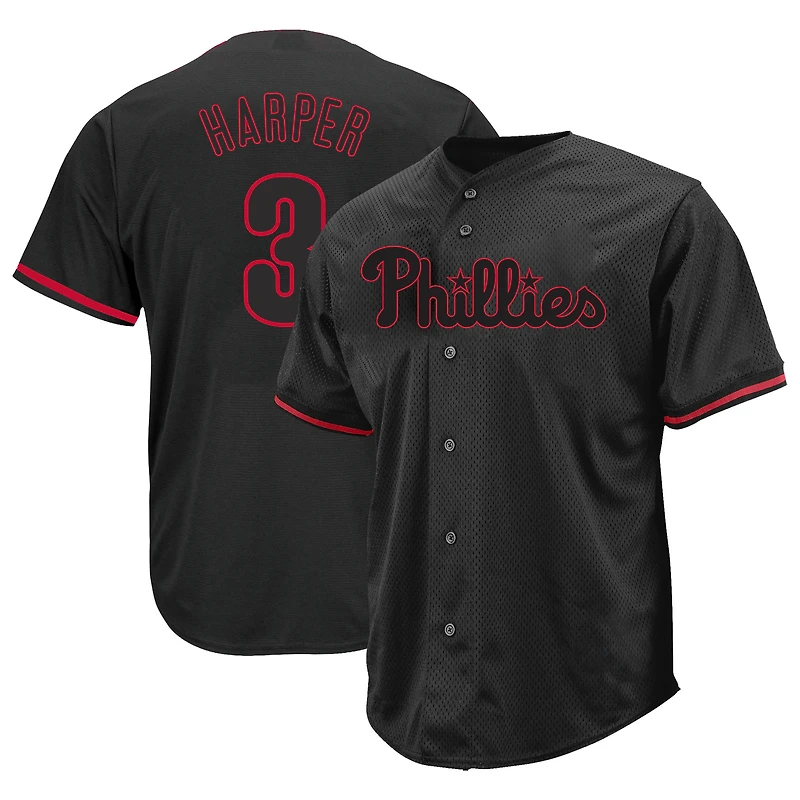 Men's Profile Bryce Harper Black Philadelphia Phillies Big & Tall Pop Fashion Jersey