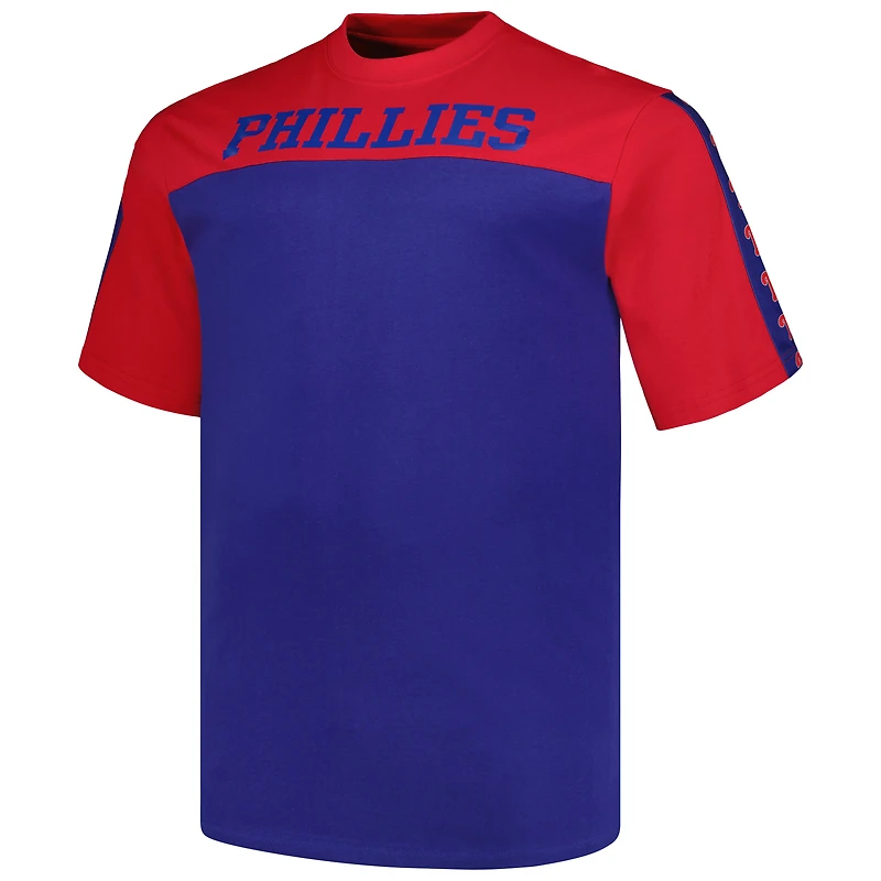 T-shirt en tricot à empiècement Big & Tall Phillies de Philadelphie rouge/royal Profile pour homme