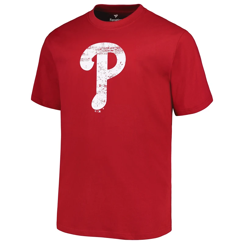 T-shirt rouge avec logo principal des Phillies de Philadelphie pour hommes, grand et