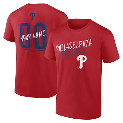 Men's Red Philadelphia Phillies Hustle Personalized Name & Number T-Shirt