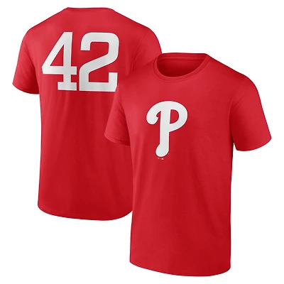 Men's Red Philadelphia Phillies Jackie Robinson Day Name & Number T-Shirt