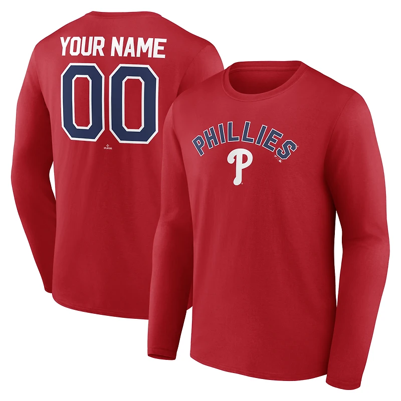 Men's Red Philadelphia Phillies Winning Streak Custom Long Sleeve T-Shirt