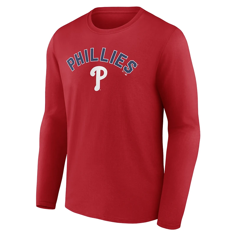 Men's Red Philadelphia Phillies Winning Streak Custom Long Sleeve T-Shirt