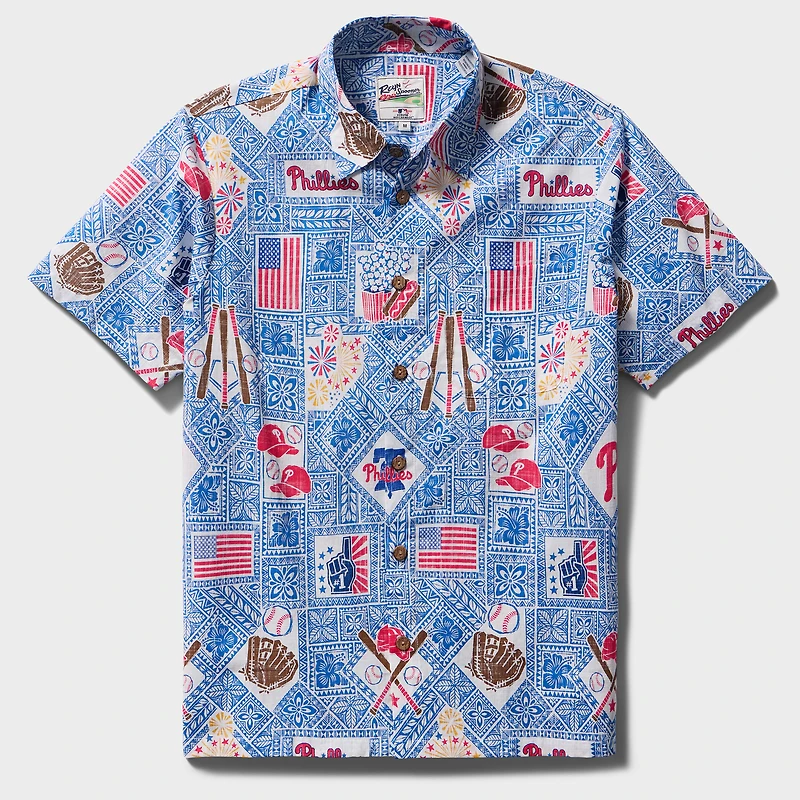 Men's Reyn Spooner Blue Philadelphia Phillies Americana Button-Up Shirt