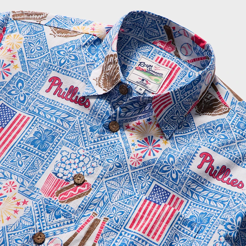 Men's Reyn Spooner Blue Philadelphia Phillies Americana Button-Up Shirt