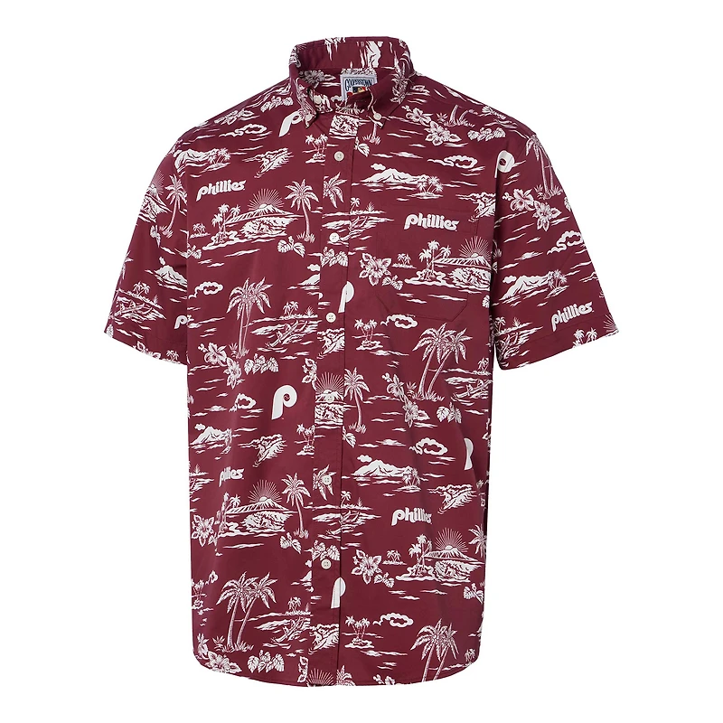 Chemise boutonnée Kekai de la collection Cooperstown des Phillies Philadelphie Reyn Spooner bordeaux pour hommes