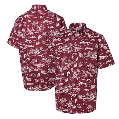 Chemise boutonnée Kekai de la collection Cooperstown des Phillies Philadelphie Reyn Spooner bordeaux pour hommes
