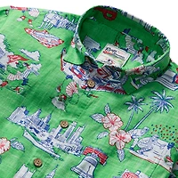 Chemise hawaïenne Reyn Spooner bleu clair Philadelphia Phillies pour homme, grandes tailles, performance scénique, mélange de trois matières, à boutons.