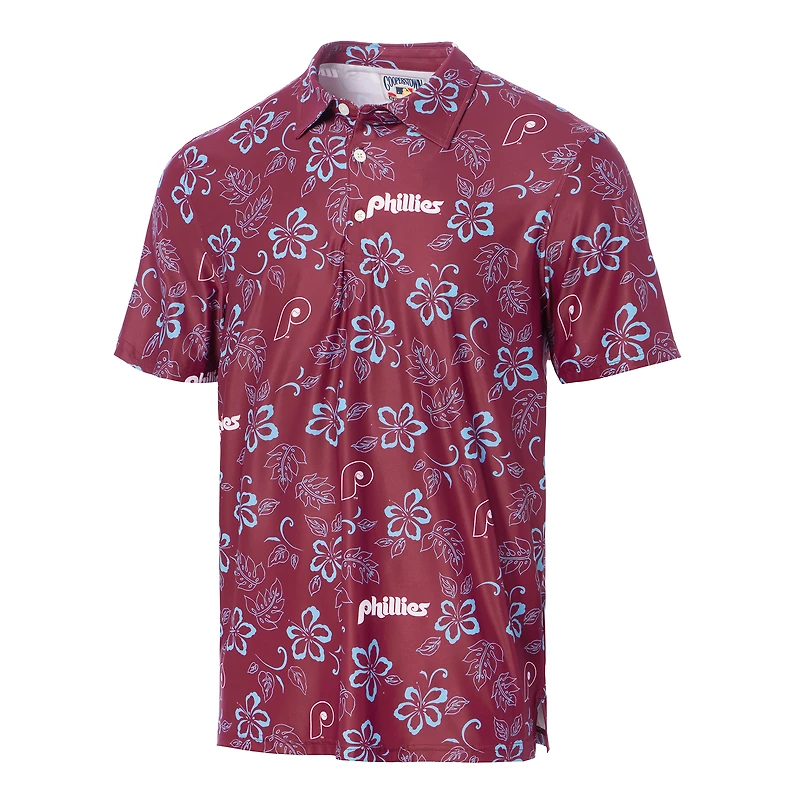 Polo Performance Reyn Spooner bordeaux pour homme des Phillies de Philadelphie la collection Cooperstown