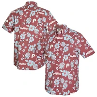 Men's Reyn Spooner  Maroon Philadelphia Phillies Cooperstown Kekai Performance Button-Down Tri-Blend Top