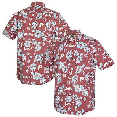 Men's Reyn Spooner Maroon Philadelphia Phillies Cooperstown Kekai Performance Button-Down Tri-Blend Top