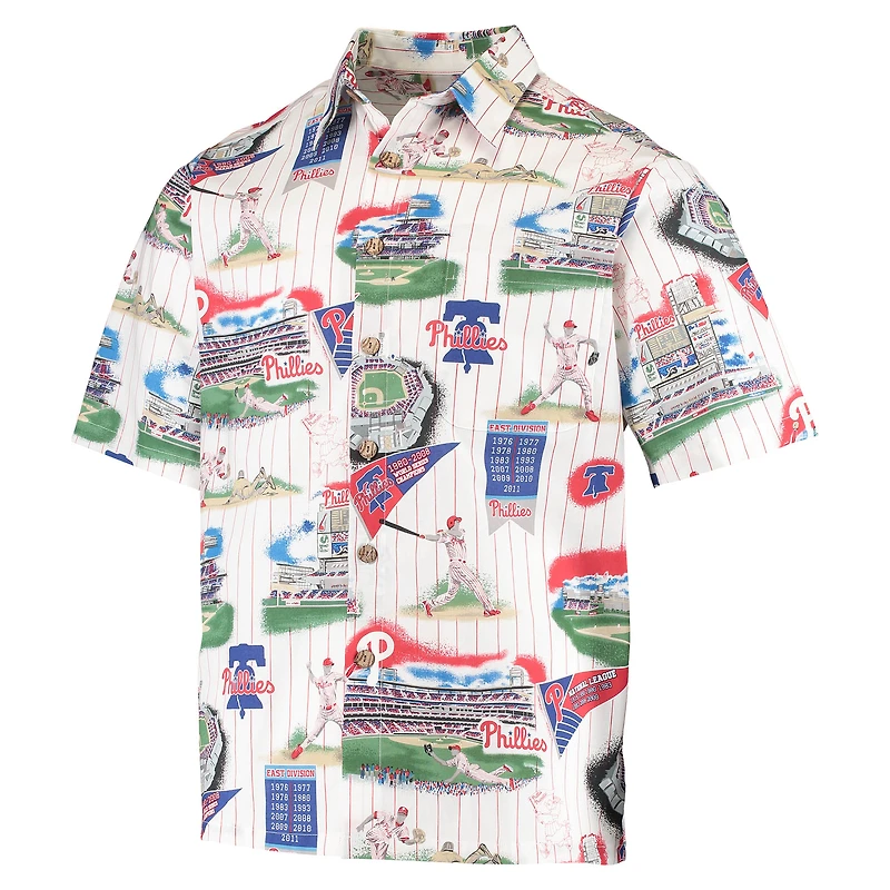 Chemise boutonnée Scenic des Phillies de Philadelphie Reyn Spooner pour homme, blanc/rouge