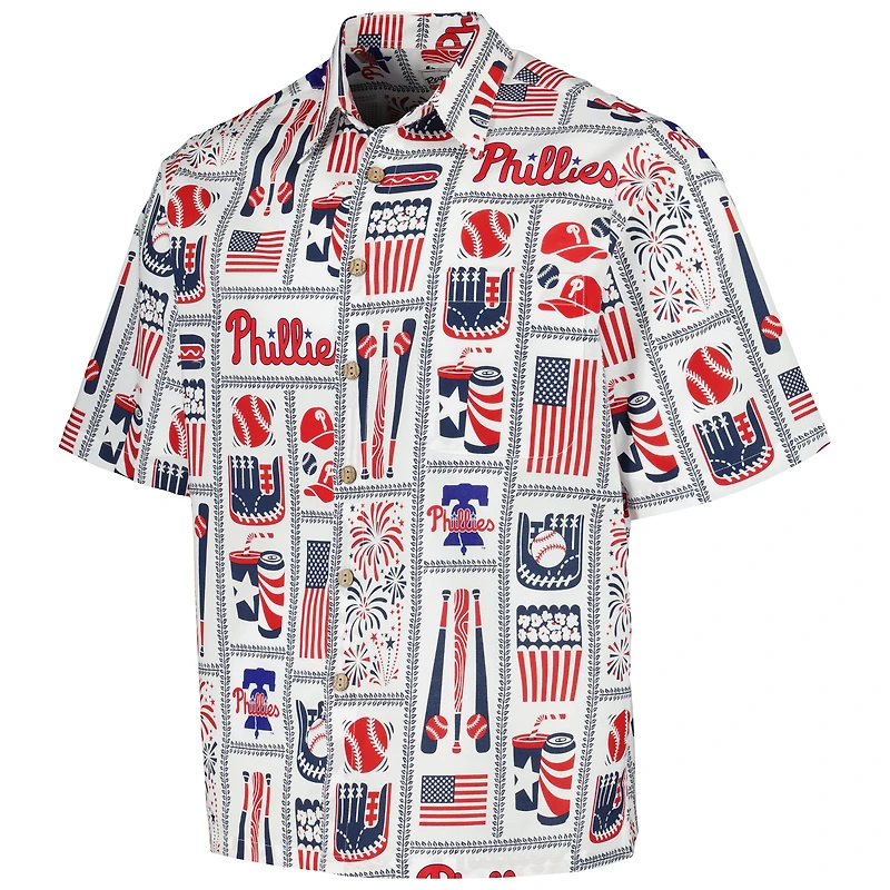 Chemise boutonnée Americana des Phillies de Philadelphie Reyn Spooner pour homme, blanche