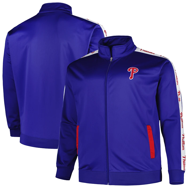 Royal Phillies de Philadelphie Big & Tall Veste survêtement entièrement zippée en tricot pour homme
