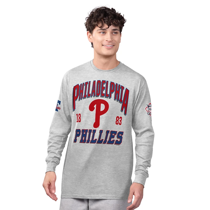 Men's Starter Heather Gray/Red Philadelphia Phillies Two-Pack Long Sleeve & Short T-Shirt Set