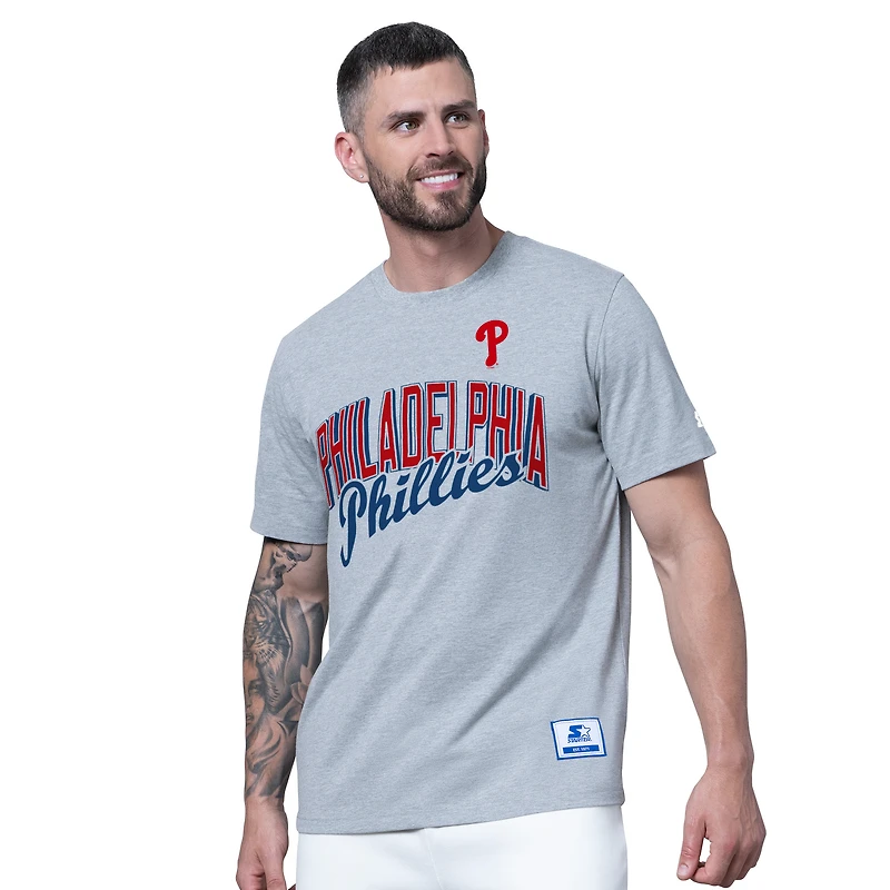 Lot de deux t-shirts Starter rouges/gris chiné Philadelphia Phillies pour hommes