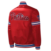 Veste universitaire Starter Red des Phillies de Philadelphie en satin à boutons-pression pour hommes