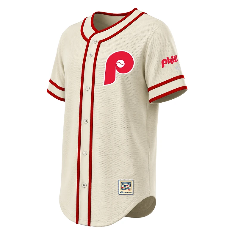 Men's Stitches Natural Philadelphia Phillies Throwback Fashion Jersey