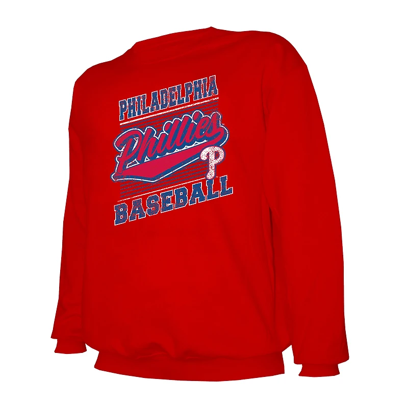 Sweat-shirt ras du cou léger rouge Stitches pour homme des Philadelphia Phillies