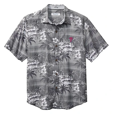 Chemise boutonnée Tommy Bahama noire pour homme, Philadelphia Phillies Coconut Point Isla Palmetta, en coton COOLMAX.