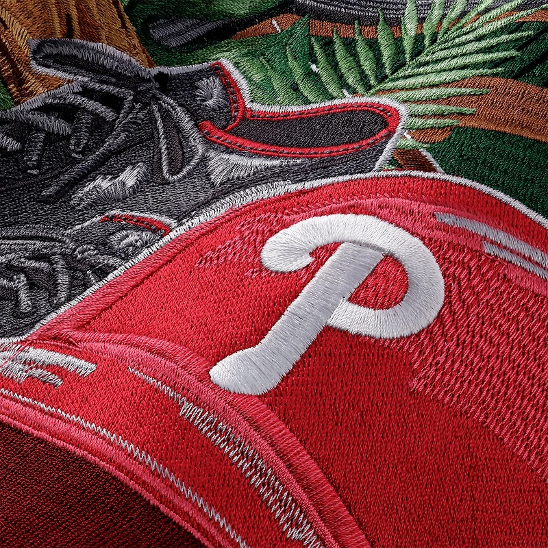 Chemise boutonnée en soie Tommy Bahama grise pour homme, motif Hit and Run des Philadelphia Phillies