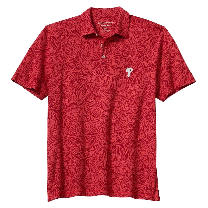 Polo Tommy Bahama IslandZone rouge Philadelphia Phillies Wild Hibiscus pour homme