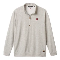 Men's TravisMathew  Heather Gray Philadelphia Phillies Cloud Home Game Quarter-Zip Tri-Blend Pullover