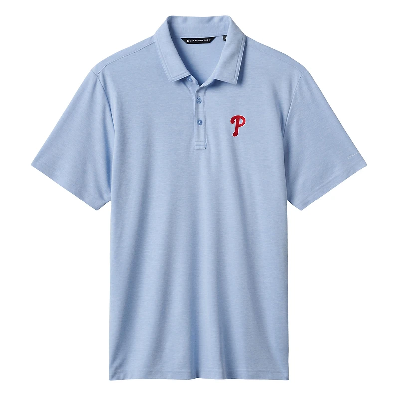 Polo bleu clair TravisMathew pour homme, motif tri-blend, terrain des séries éliminatoires Phillies de Philadelphie