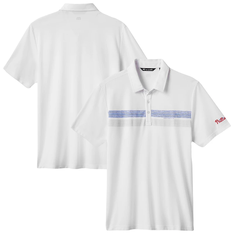 Men's TravisMathew White Philadelphia Phillies Top Recruit Tri-Blend Polo