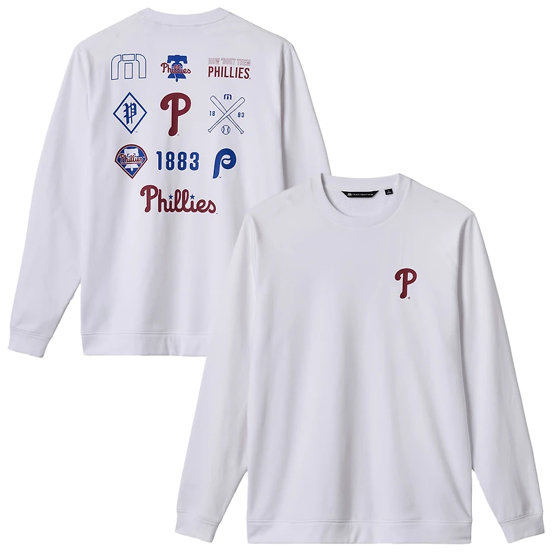 Men's TravisMathew White Philadelphia Phillies Walk Off Wonder Tri-Blend Long Sleeve T-Shirt