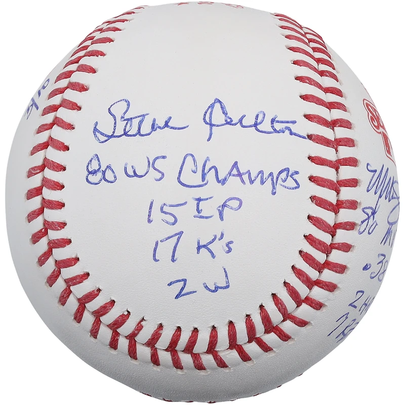 Balle de baseball des Phillies de Philadelphie de 1980, autographiée par Mike Schmidt et Steve Carlton, avec plusieurs inscriptions - Édition limitée à 10 exemplaires