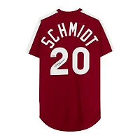 Maillot authentique Mitchell & Ness autographié par Mike Schmidt, couleur bordeaux, des Phillies de Philadelphie