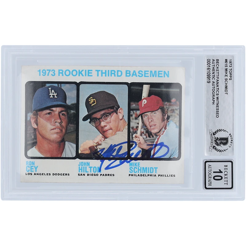 Mike Schmidt Philadelphia Phillies Autographed 1973 Topps Series 2 #615 Beckett Fanatics Witnessed Authenticated 10 Rookie Card