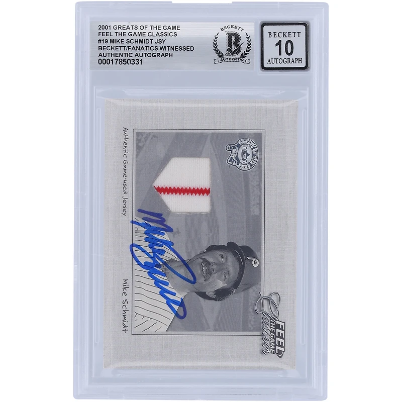 Mike Schmidt Philadelphia Phillies Autographed 2001 Fleer Greats of the Game Feel the Game Classic Two-Color Jersey Relic #MS Beckett Fanatics Witnessed Authenticated 10 Card