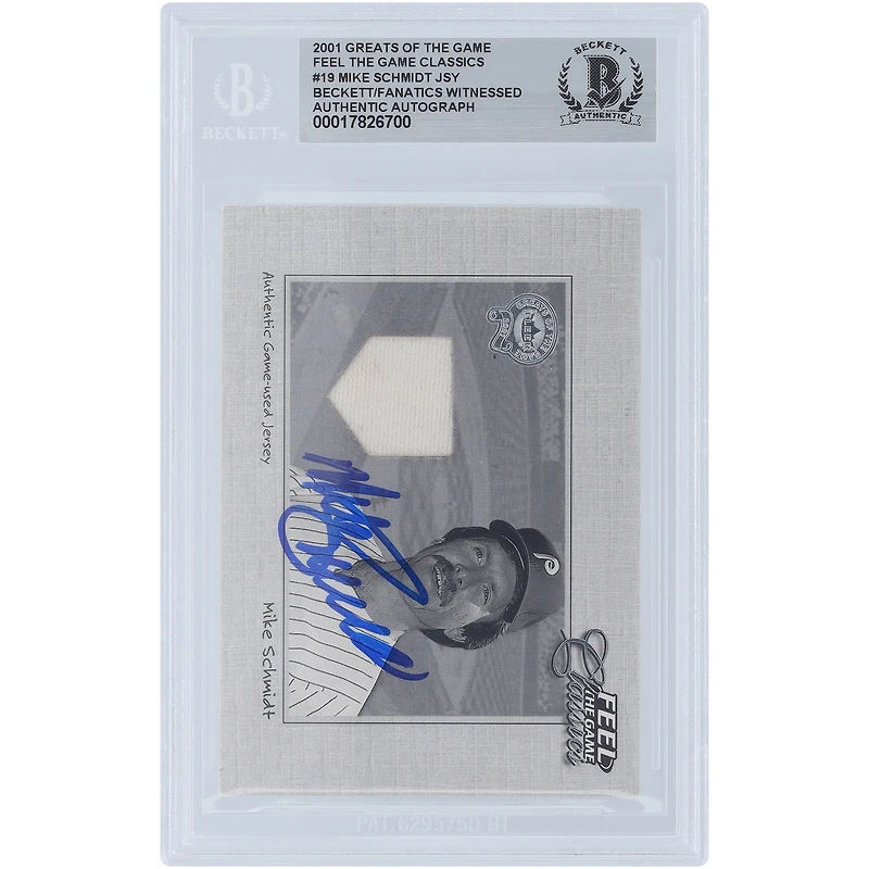 Carte autographiée Fleer 2001 des Phillies de Philadelphie de Mike Schmidt, les grands du jeu, les classiques du jeu, les reliques #MS Beckett, les fanatiques ont été témoins, authentifiée