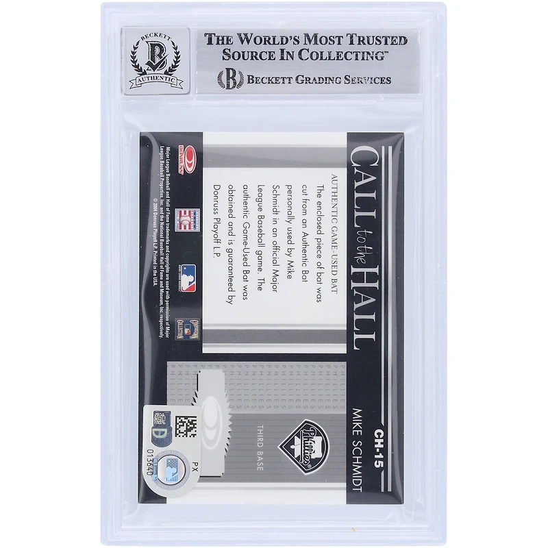 Mike Schmidt Philadelphia Phillies Autographié 2004 Donruss Timelines Call to the Hall GU Relic #CH-15 Beckett Fanatics Witnessed Authenticated 10 Card