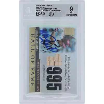 Mike Schmidt Philadelphia Phillies Autographed 2004 Topps Tribute Hall of Fame Bat Relic #TR-MSB Beckett Fanatics Witnessed Authenticated 9/10 Card